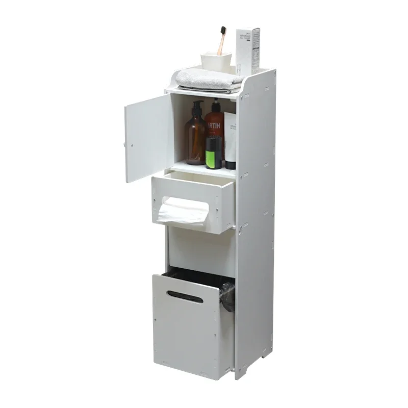 

Bathroom Gap Storage Cabinet, Multi-Function Bathroom Organizer, Toilet Side Waterproof Narrow Cabinet, Hidden Trash Bin Storage