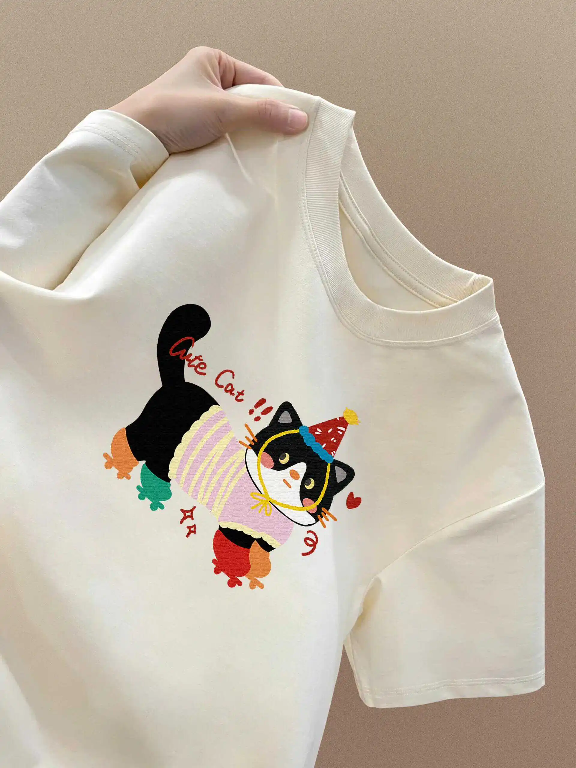 

Loose Fit Cartoon ort Sve T-irt for Men And Women Summer Casual Cotton round Ne Print Top Youth Faion