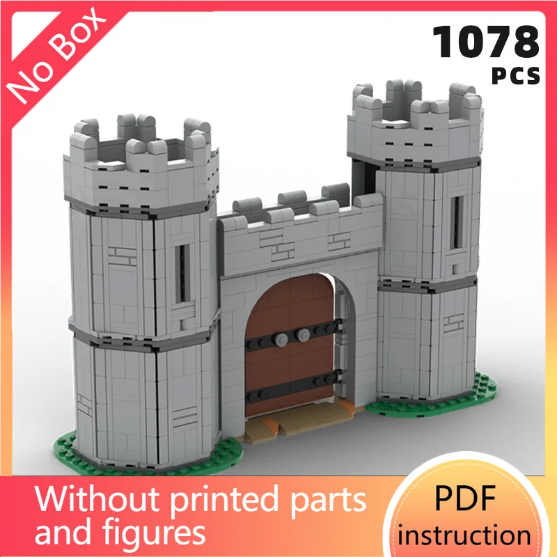 modulaire middeleeuwse poorthuis kasteel poort muur verdediging structuur bakstenen stronghold stad blokken fort battleing moc speelgoed kind cadeau