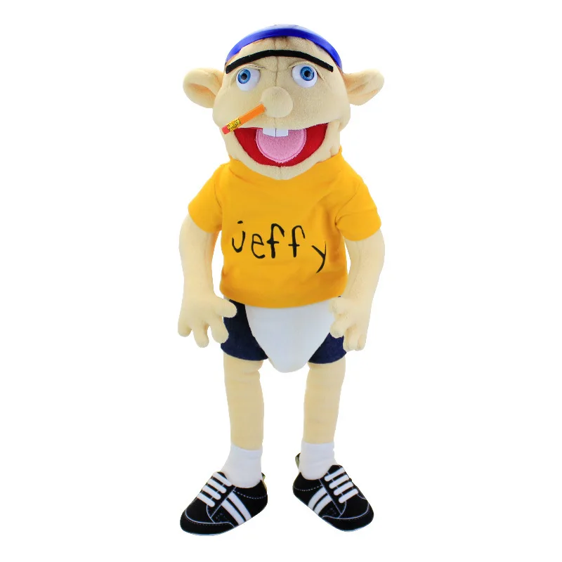 60cm Big Size Jeffy Boy Hand Puppet Children Soft Doll Talk Show Party Props Christmas Doll Plush Toys Puppet Kids Birthday Gift