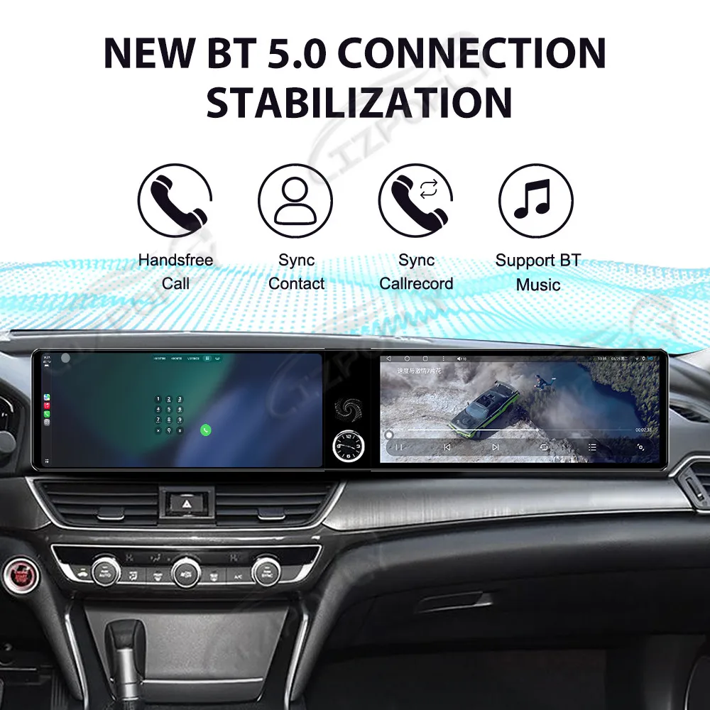 12.3 inch Dual Screen Car GPS Android 14 Navigation For Honda Insight/Accord 2018-2022 Head Unit Multimedia Player Car Radio