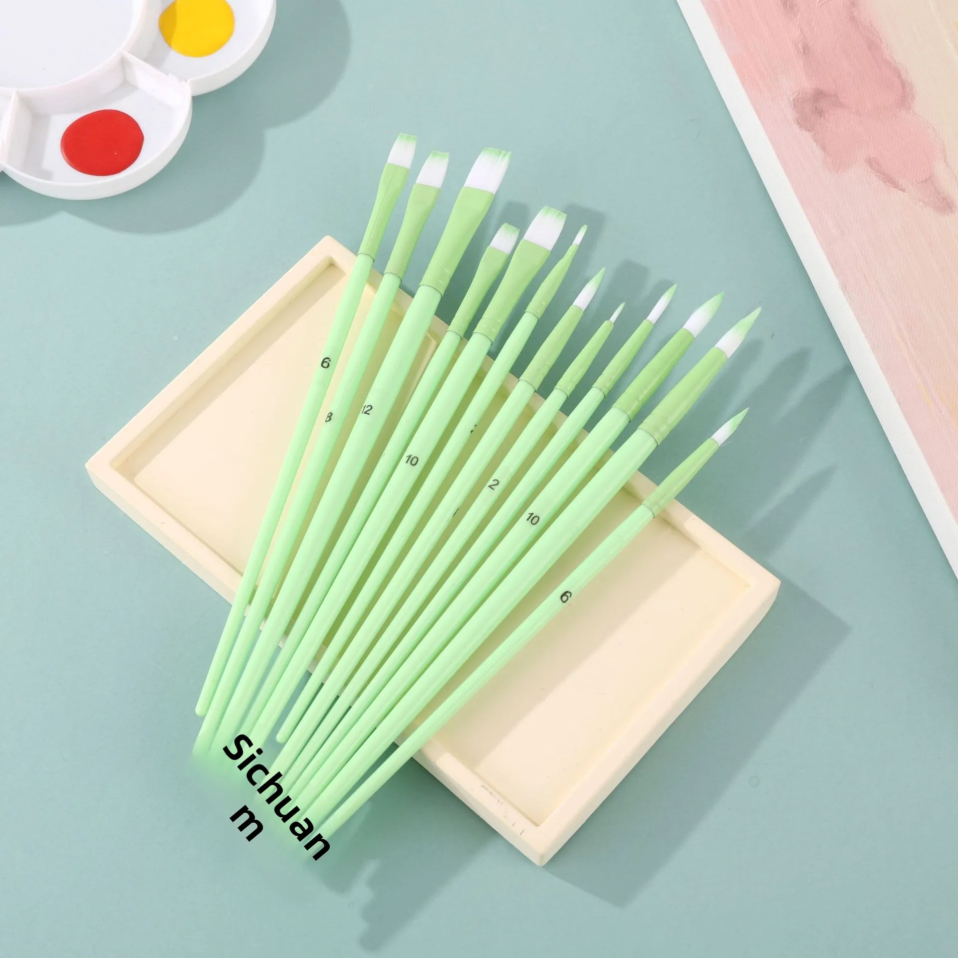 Multifunctional Art Brush 6 Pcs Special Oil Brush Full Set Watercolor Painting Water Chalk Set Acrylic Paint Pen Plastic Handle