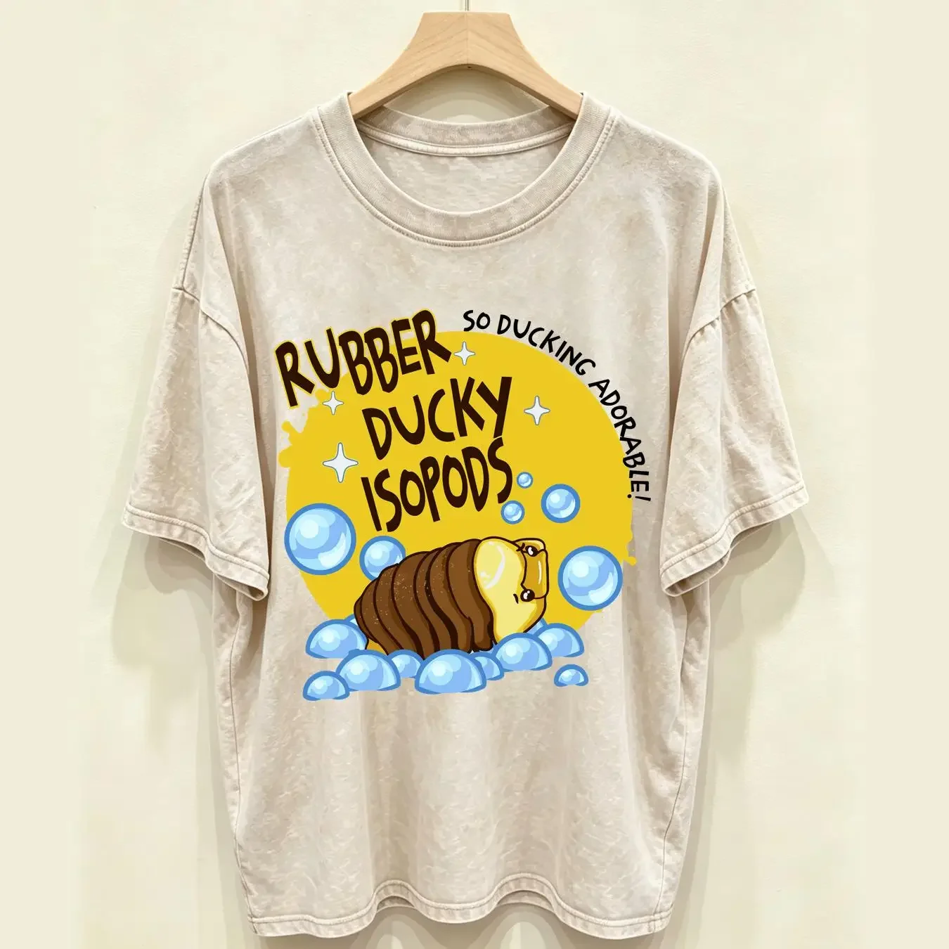 washed T Shirt Isopod Rubber Ducky Insect Pill Bug Funny Weird Crazy Lover Science Teacher long or short sleeves vintage Unisex