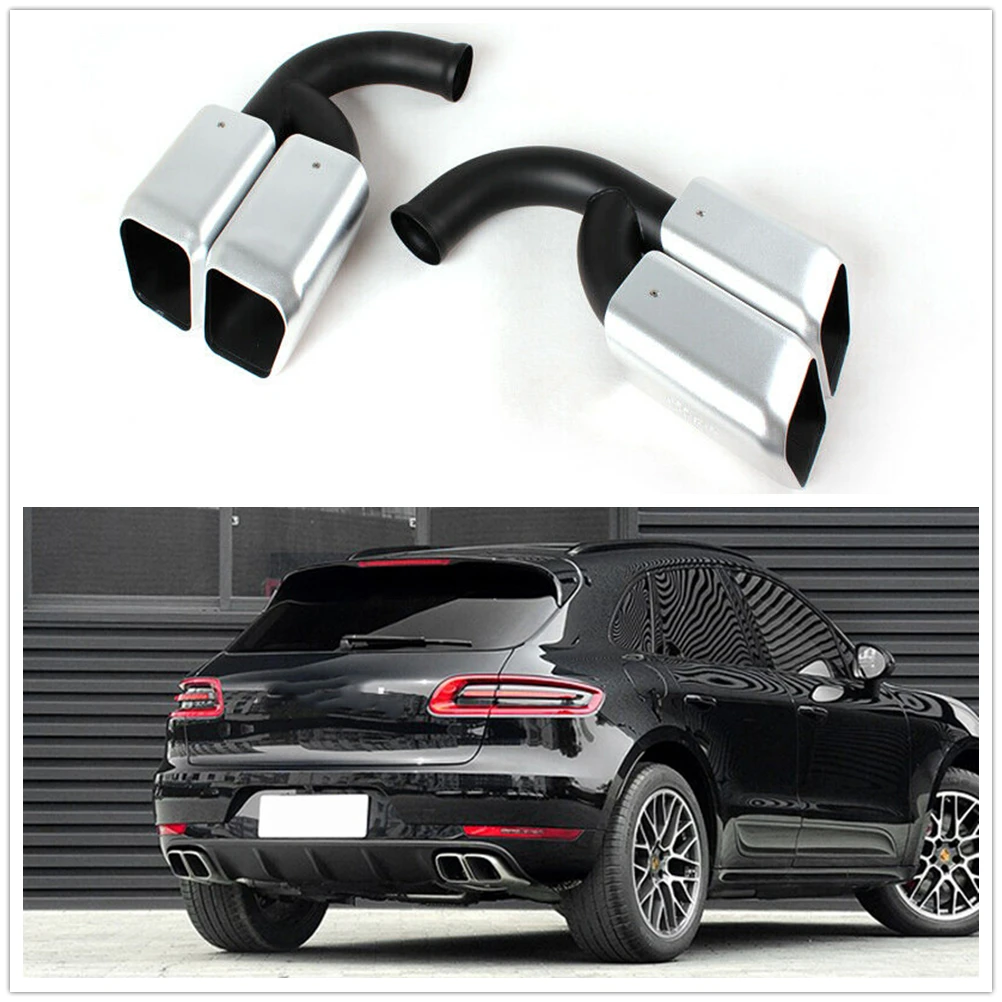 2PCS Car Rear Exhaust Tip Exhuast Pipe Muffler Nozzle Air Outlet Vent Tailpipe For Porsche Cayenne V6 2011-2013,