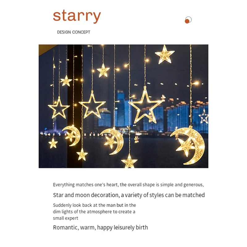 Christmas Moon Star Window Fairy String Lights USB & Battery Powered String Lights For Indoor Window Bedroom