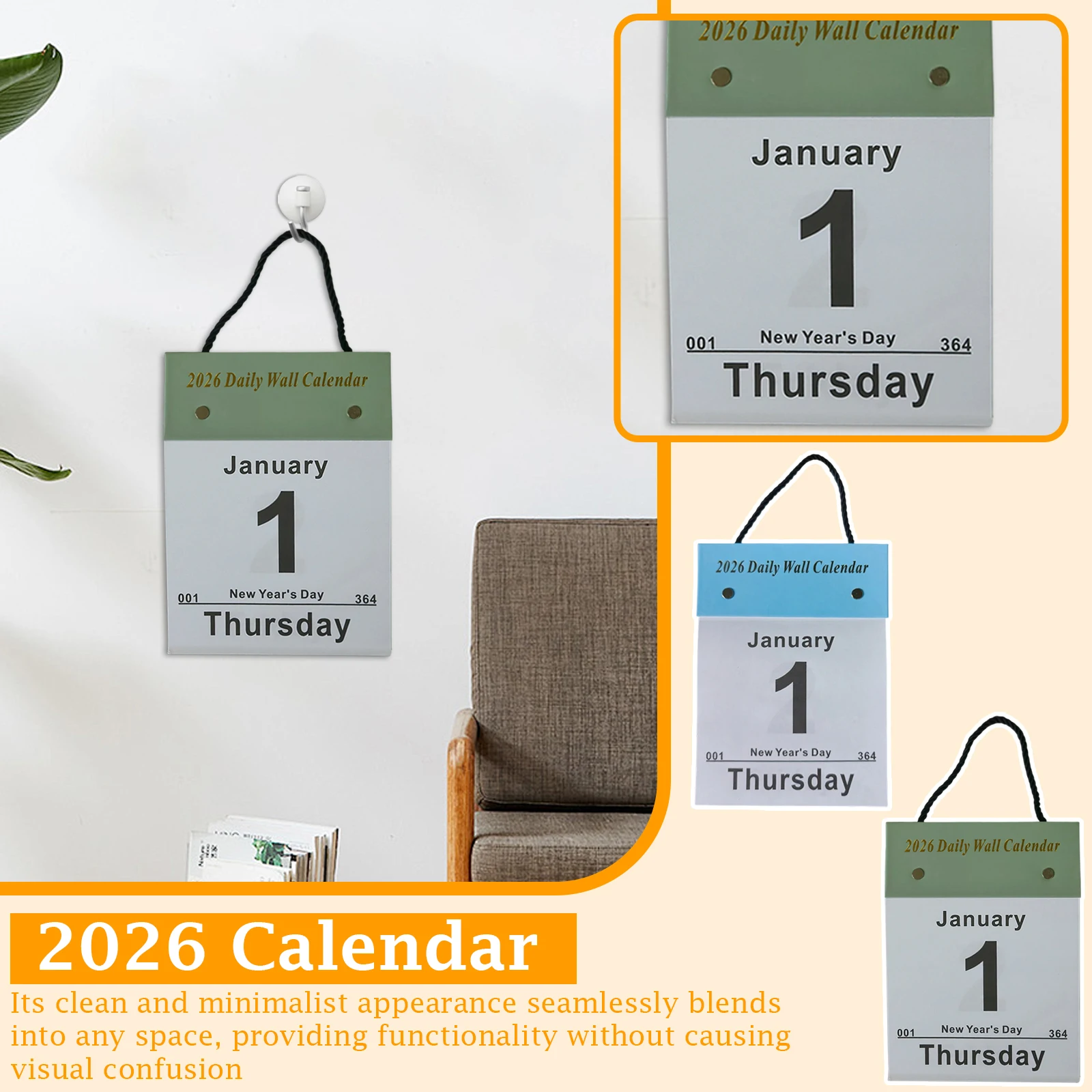 ปฏิทินฉีกได้รายวัน ปี 2026 แบบมินิมอล ปฏิทินติดผนัง 365 วัน สำหรับบ้าน 1 ชิ้น ปฏิทินตั้งโต๊ะ 365 วัน พร้อมคำยืนยันเชิงบวก