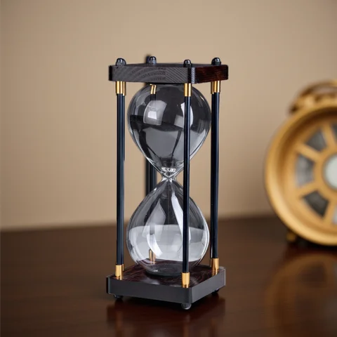 장식용 나무 프레임이 있는 우아한 30분 모래시계 타이머 멀티 컬러 파티 테이블 센터피스 1개