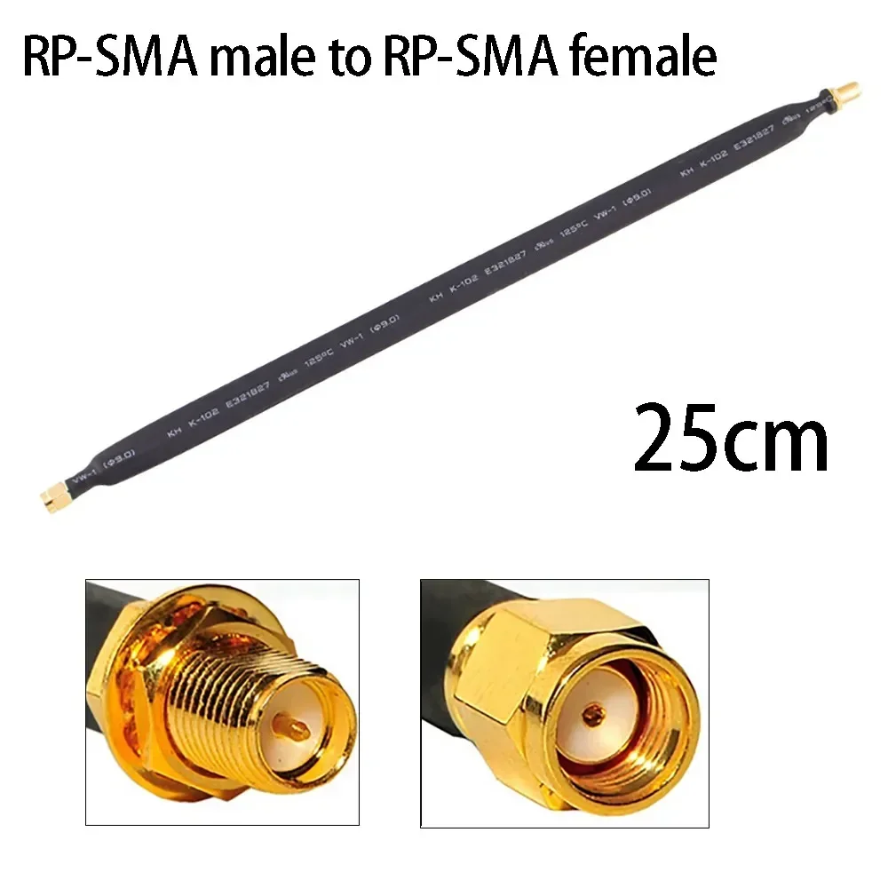 Coaxial Extension Pigtail 25cm Flat RP-SMA Male To RP-SMA Female  WiFi Adapters  802.11ac 802.11n 802.11g 802.11b Coaxial Cable