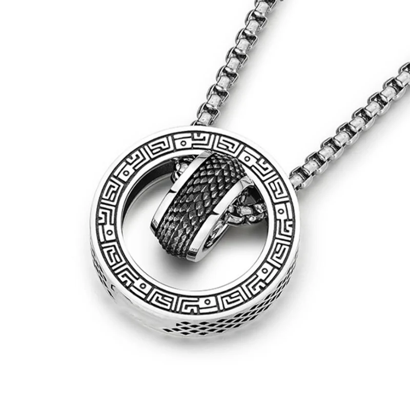 Thai Silver Snake Scale Circular Necklace Men's High Grade Snake Year Accessories Trendy Necklaces Boy Gift KOFSAC - view 6