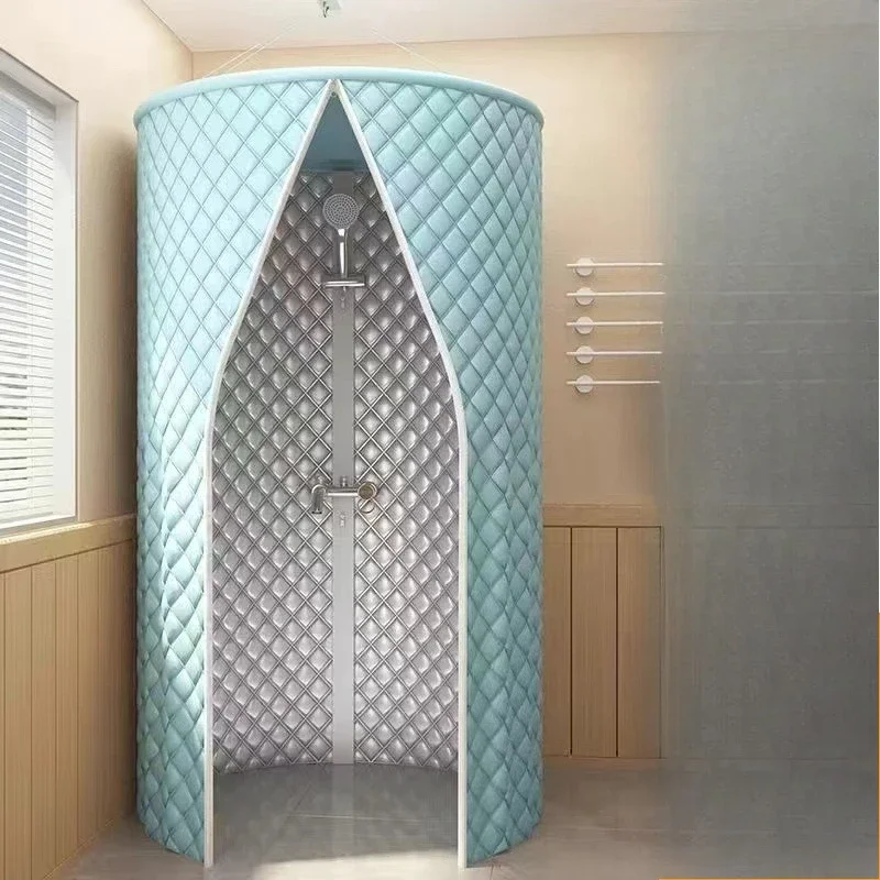Bath cover, bath net, household thickened padded cotton, winter bath, warm and thermal insulation, waterproof and free punchin