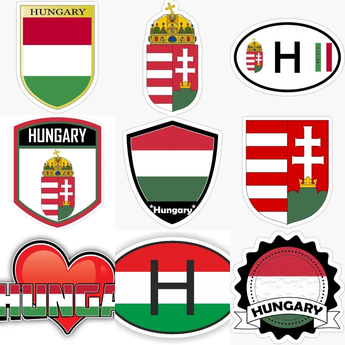 

Hungary Flag Map National Emblem PVC Sticker for Decorate Car Bumper Camper Laptop Van Table Decal Accessories Customizable