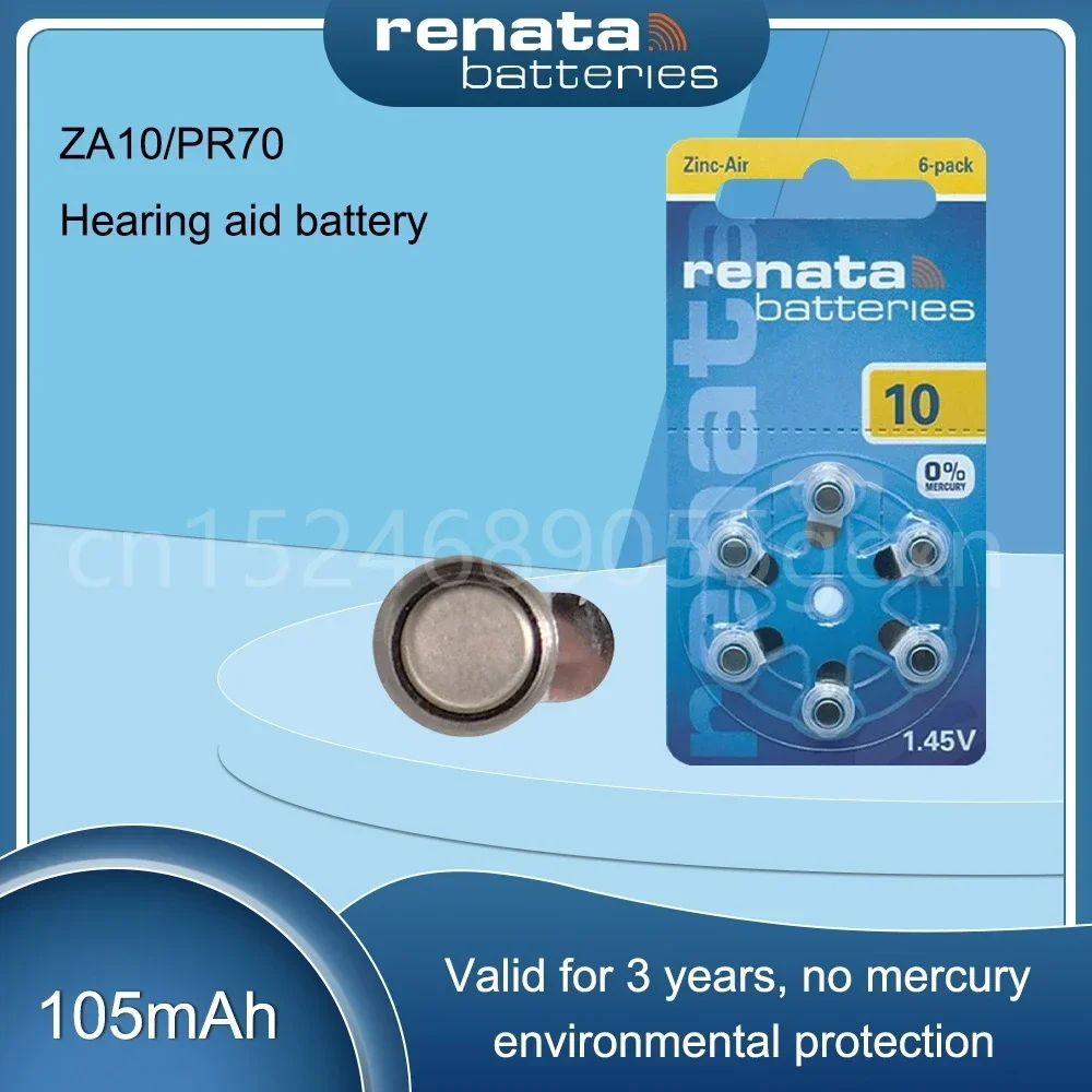 Original renata za10 pr70 a10 za 10 10a 10 1.45v 105mah bateria de ar zinco para aparelho auditivo audiphone botão células moeda
