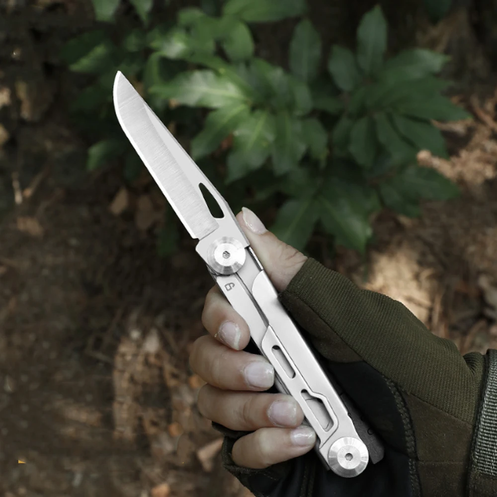 Multi functional stainless steel folding knife, outdoor multifunctional tool, bicycle maintenance tool knife