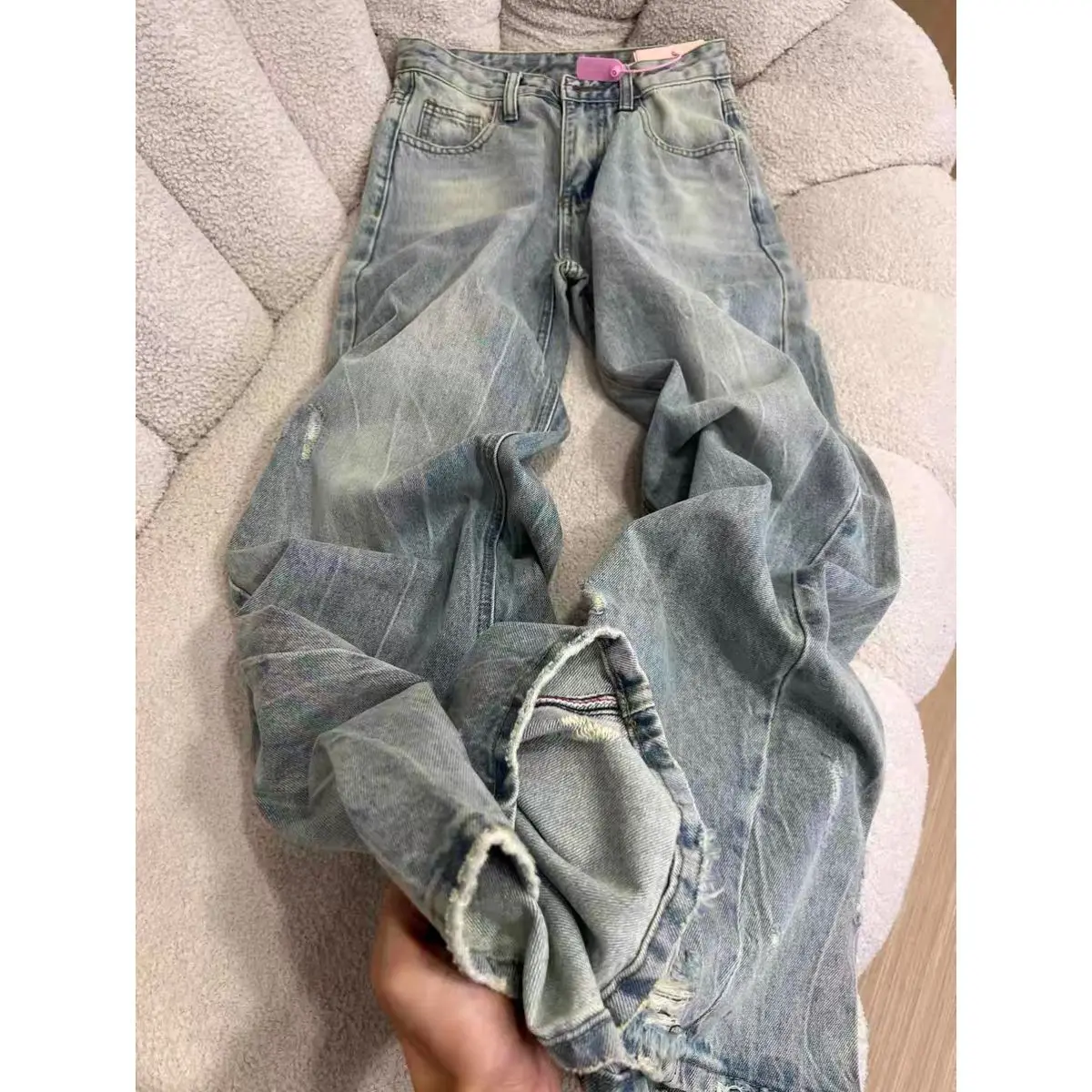 

Широкие брюки длиной, женские весенние утягивающие стильные городские светские плиссированные модальные пояса, пояс, шифоновые ленты, комфорт сращивания