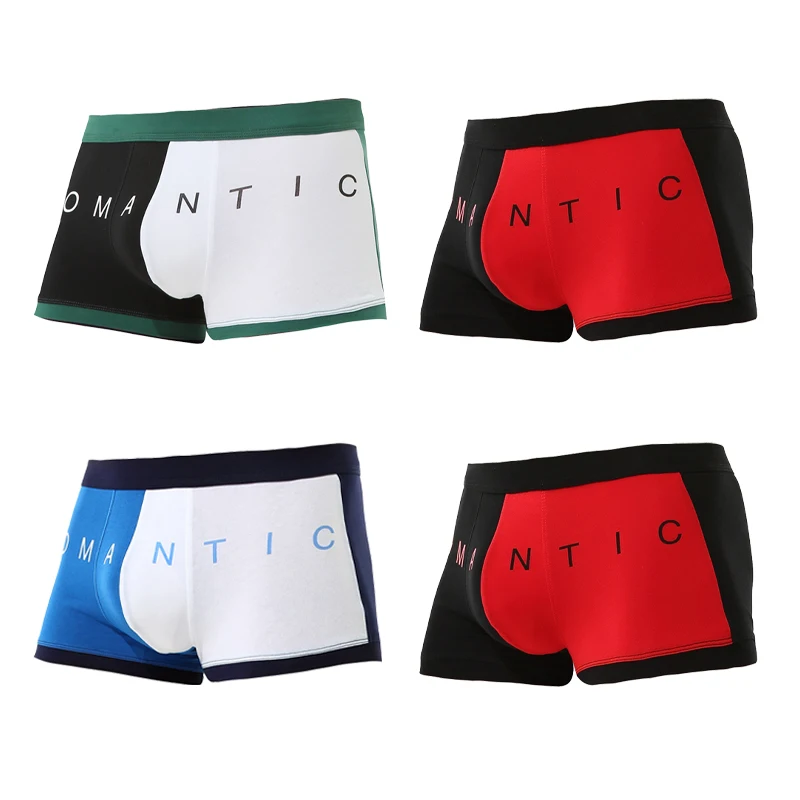 1pc Men's cotton underwear men's trend personality boxers summer thin breathable boys sports four corners short underpants