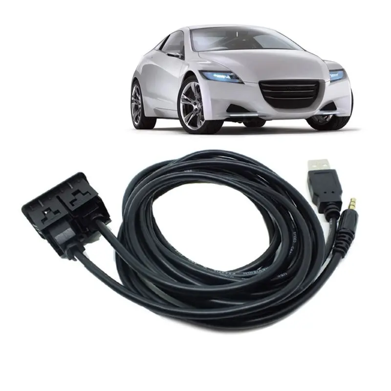 Auto Boat Bike Marine 3.5mm AUX USB Extension Cable Adapter 1.5M Car Dash Flush Mount Port Panel Transmits Audio Video