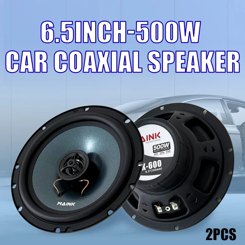 2 Altavoces Coaxiales para Auto de 500W y 6.5 Pulgadas, Subwoofer Estéreo de Rango Completo de Alta Fidelidad para Auto, Camioneta, Altavoces para Puerta, Sistema de Sonido Envolvente