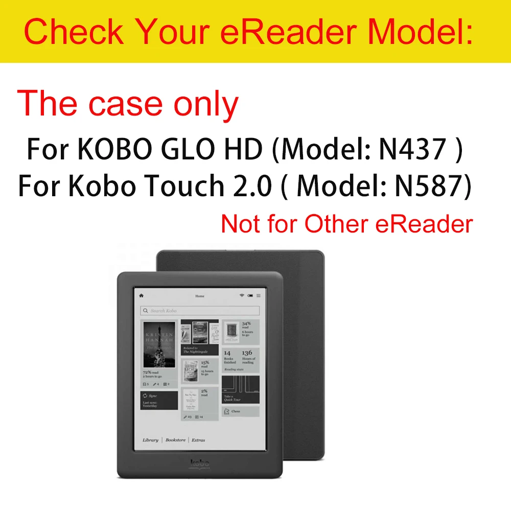 Etui na czytnik Kobo Glo HD 6.0 cala Model N437 Skórzana obudowa Kobo Touch 2.0 Model N587 Pokrowiec na książkę — zdjęcie produktu 2