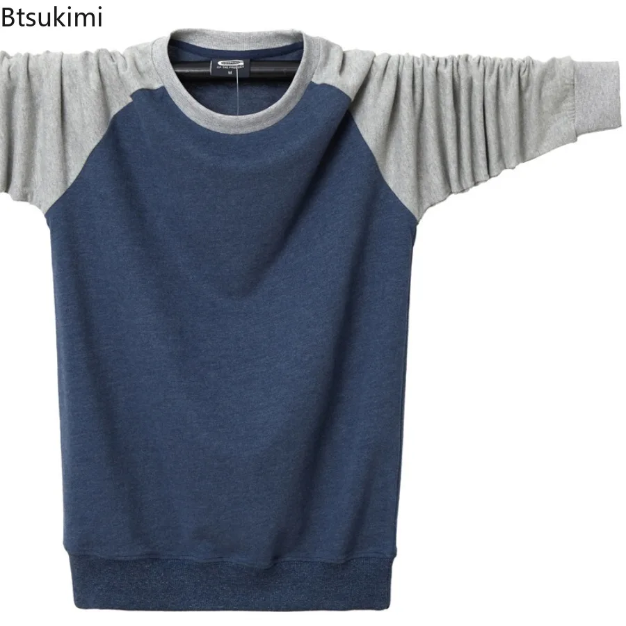 Plus Size 6XL Men's Clothing Autumn Winter New Long Sleeve Fleece Lining Warm Hoodies Fashion Color Blocking Casual Sweatshirts