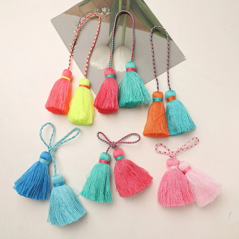 

2/5/10 Pairs Pure CottonTassels Double-Headed Mixed Color Handmade Tassels, DIY Curtain Craft Decor Tassel Pendants