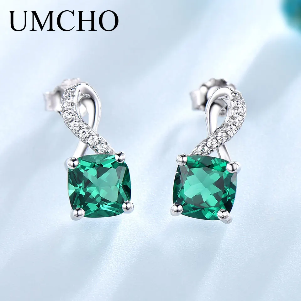 

6*6mm Stud Earring for Women Nano Emerald Earrings Silver 925 Earring Engagement Birthday Gift Fashion Jewelry