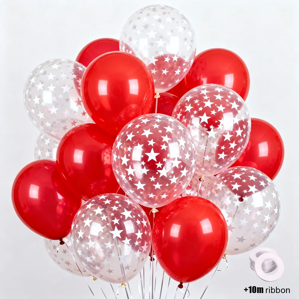 

30pcs 12inch Transparent Latex Balloons Star Pattern Balloon Mixed Set Wedding Baby Shower Ball Happy Birthday Party Decoration