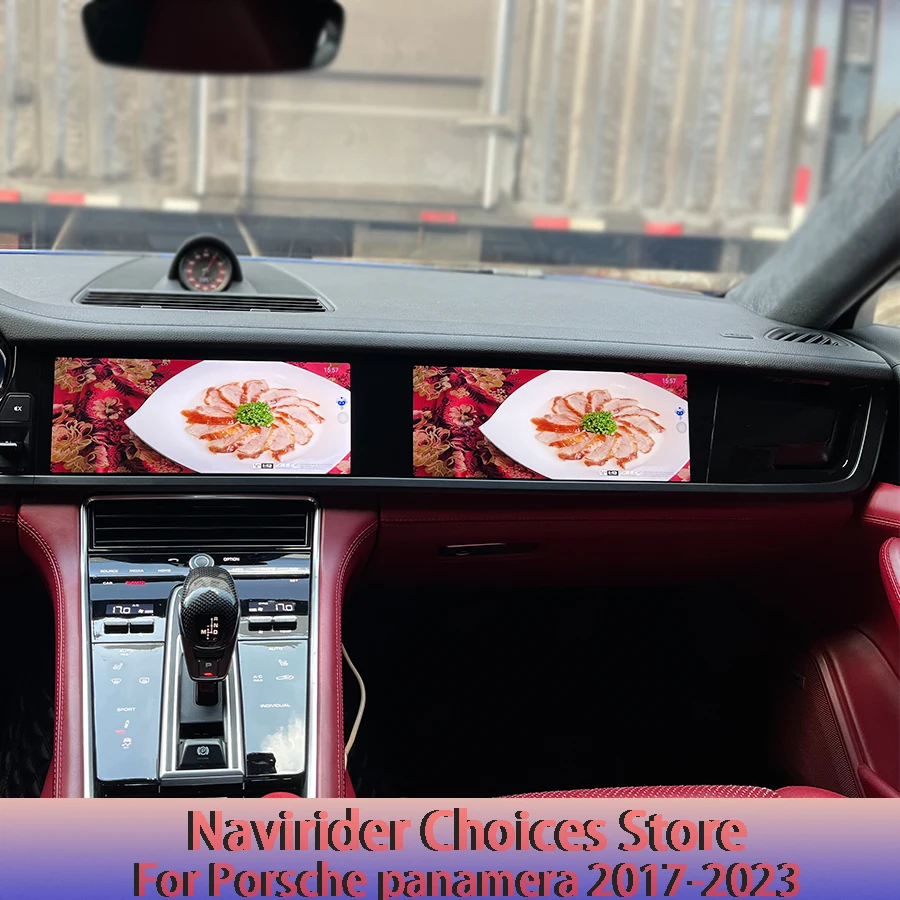 Untuk Porsche Panamera 2017-2023 Layar Baru yang Ditingkatkan Android 15 Stereo Otomatis Video 12.3+12.3 Inci Interaktif GPS Carplay Radio Mobil