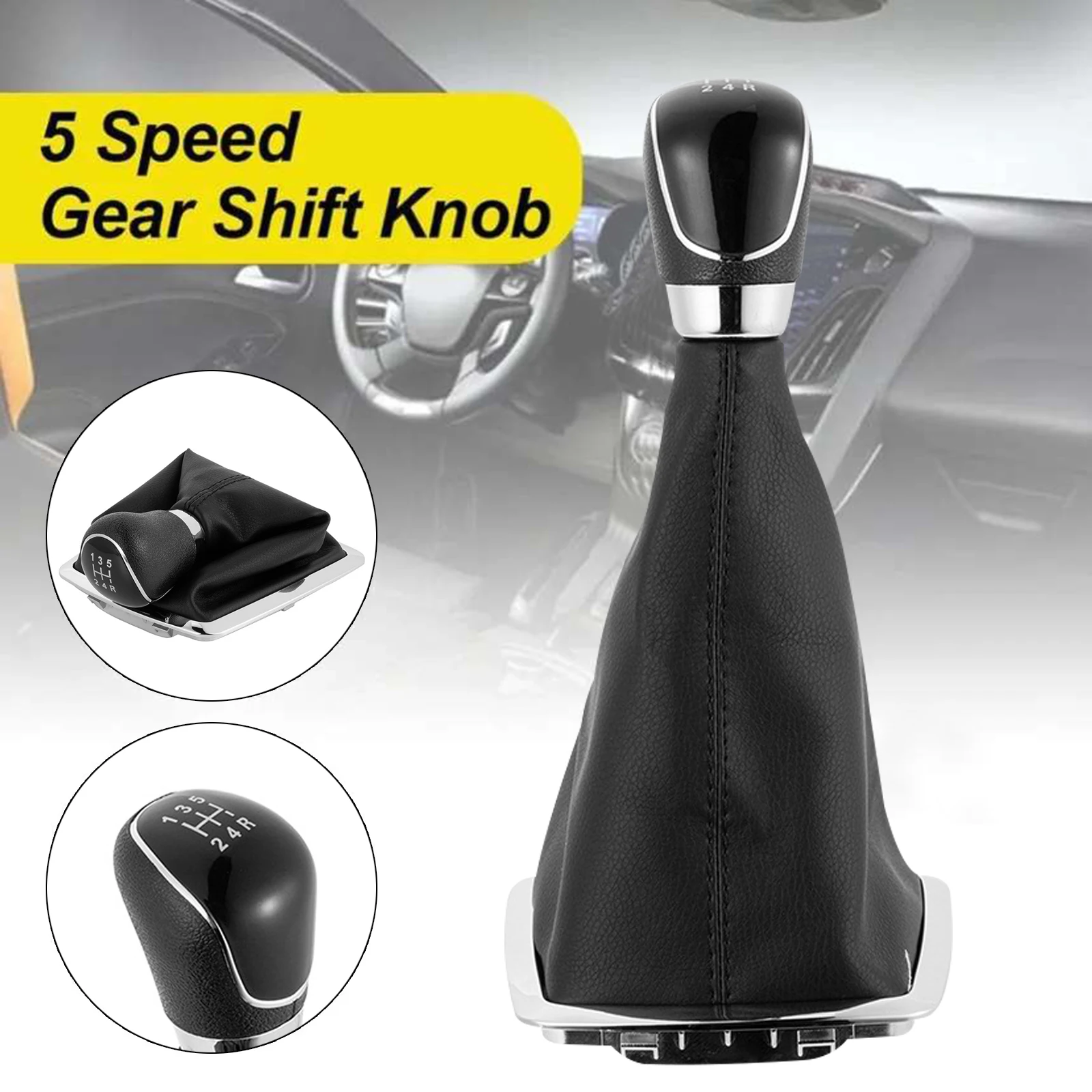 5 Speed Gear Shift Knob for Ford Focus 2 for Mondeo Mk2 2006-2011 Car Manual Shift Head with Dust Cover Stick Lever Shifter Head