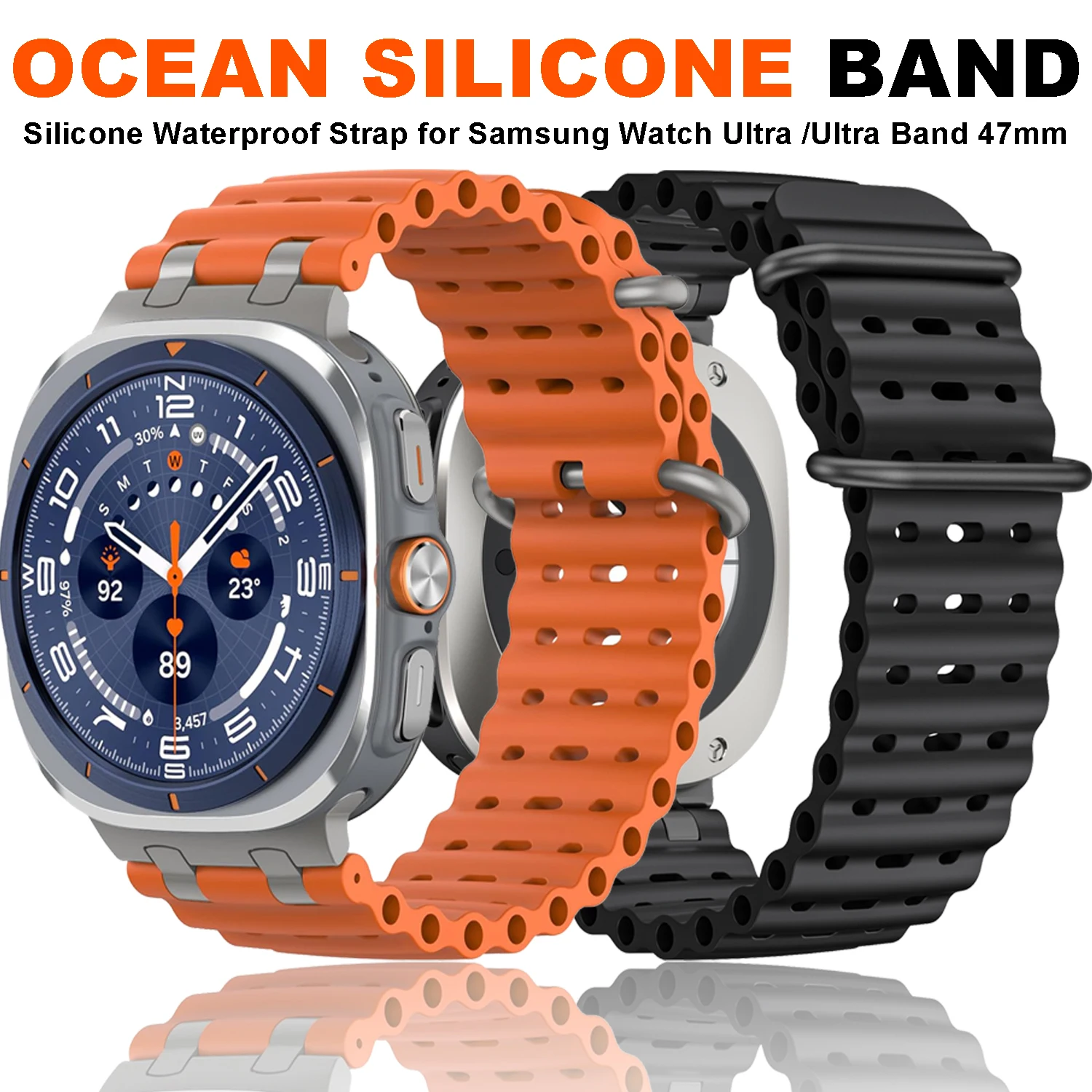

Силиконовый дышащий ремешок для Samsung Galaxy Watch Ultra 47 мм, морской браслет, браслет Galaxy Watch Ultra (2025), 47 мм, ремешок для часов