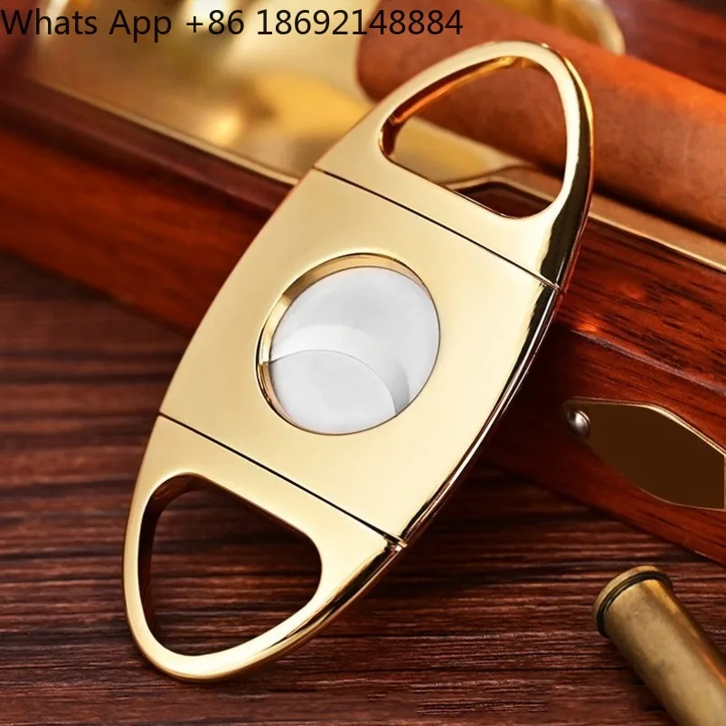 

Cigar Scissors Pure Metal Stainless Steel Double Blade Cigar Scissors Thickened Gift Box