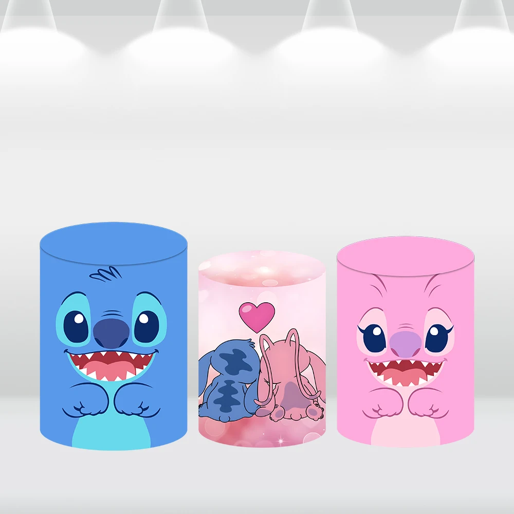 Круглый фон Лило и Ститч для детского дня рождения, фотоукрашение, фон для фотосъемки с сердцем, крышка цилиндра для детского душа, баннер