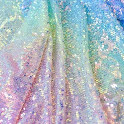 1.4M Wide Laser Reflective Textile Party Wear with 3D Glitter Effect Sparkling Rainbow Sequin Dress Fabric Material 1M 2025