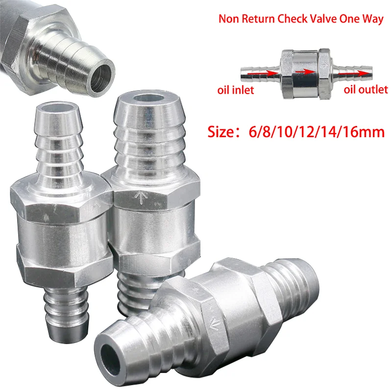 

One Way 6/8/10/12/14/16mm 6 Size Valves Aluminium Alloy Fuel Non Return Check Valve One Way Fit Carburettor Wholesale Price