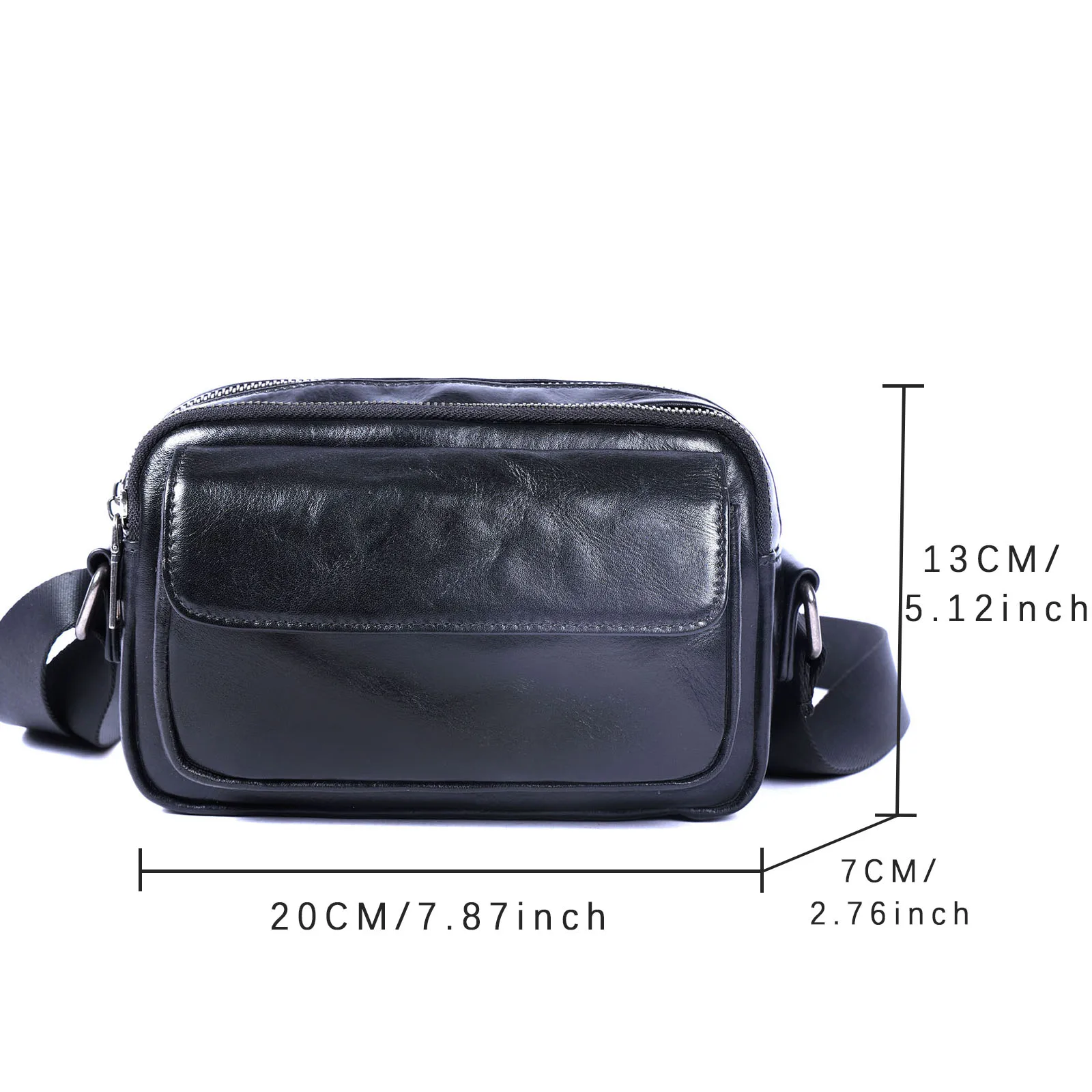 Echte Leder-Brusttasche für Herren, Casual-Umhängetasche aus Rindsleder, Modische Handyhülle, Pflanzlich gegerbtes, gerafftes Leder – Detail 3