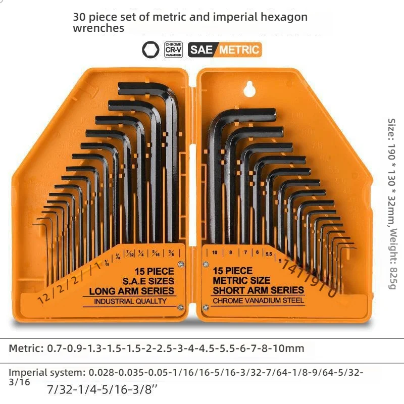 مجموعة مفاتيح سداسية مكونة من 30 قطعة |   الأحجام المترية والإمبراطورية |   مفاتيح ألين على شكل حرف L |   مثالية DIY والإصلاحات والميكانيكا |   الكروم الفاناديوم
