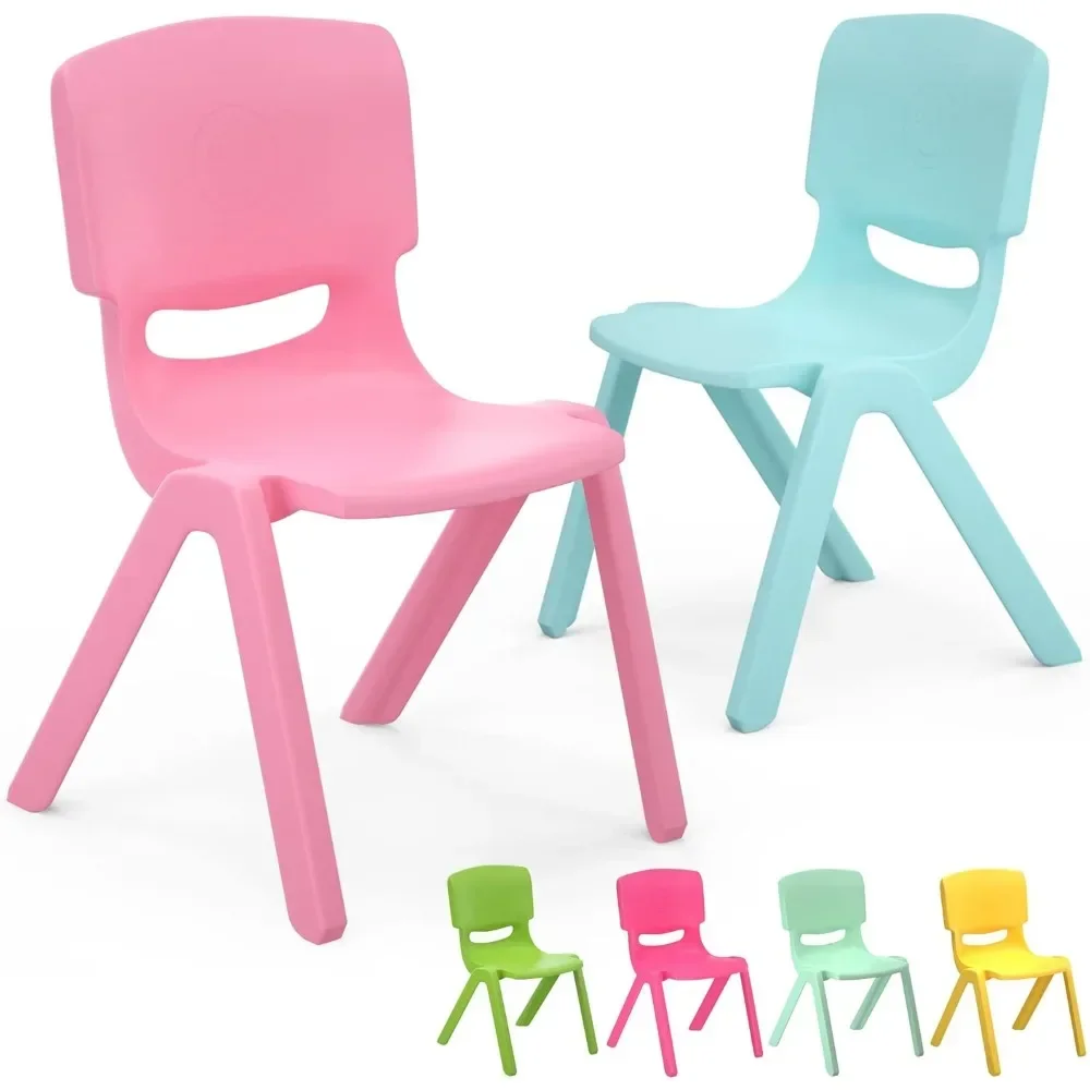 School Chairs 6 Pieces Colorful Stackable with 11 Inch Seat Height Plastic Classroom Chairs Indoor Outdoor Kids Study Chair