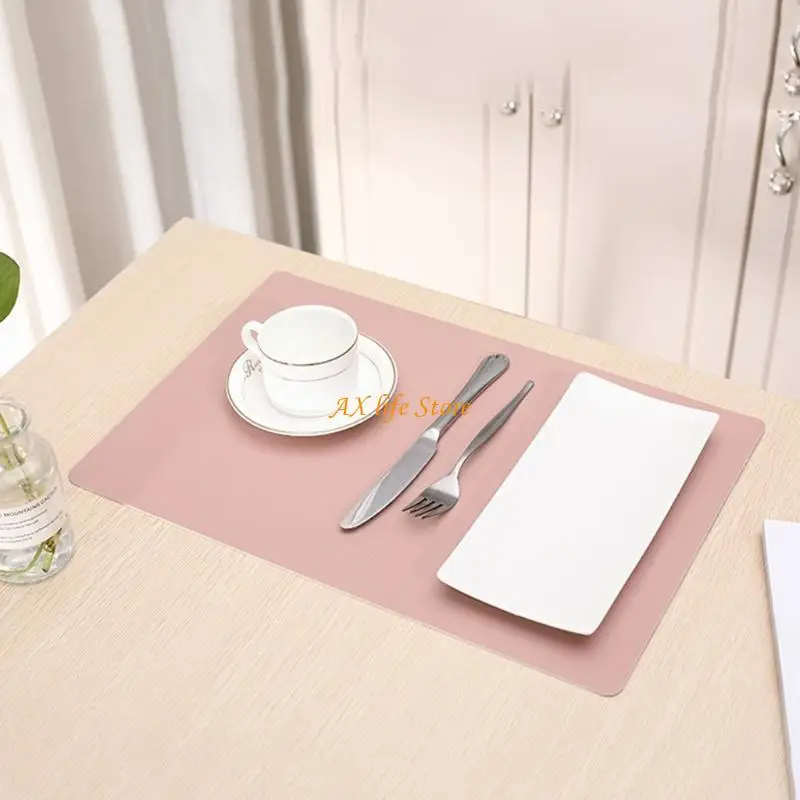 

J2HA Dinning Table Mat Sets of 6 PU Leather Placemats for Home Kitchen Restaurant Decoration Easy to Clean Stain Resistant Heat