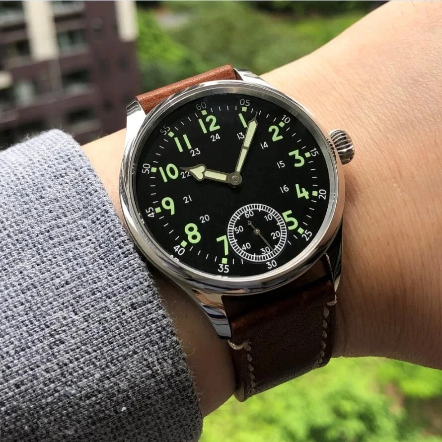 41mm  No Logo  Tianjin ST3621Mechanical Hand Wind Movement 316L Stainless Steel Case Pilot\'s Man Watch GR13-8