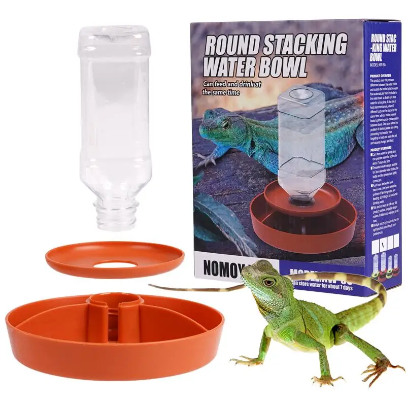 Reptile Double-Layer Water Bowl Anti-Escape Feeder Reptile Food Water Feeding Automatic Drinking Bottle Food Box Lizards Snails