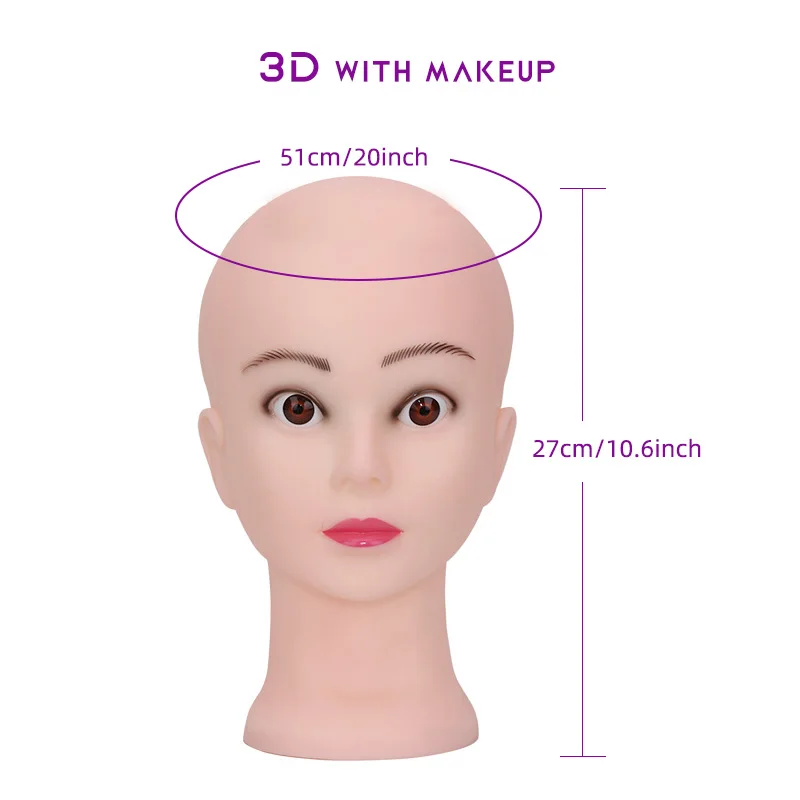 Manikin Model For Making Wigs Styling Practice Hairdressing Bald Mannequin Head Hat Headwear Display Stand