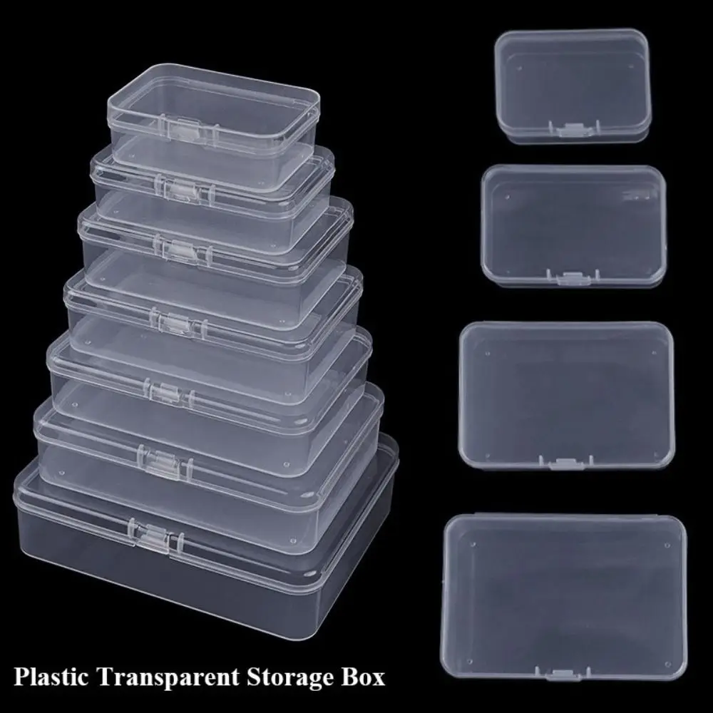 Hot Square Transparent Storage Box Plastic 8 Sizes Small Items Case Transparent Sundries Organizer Packing Boxes