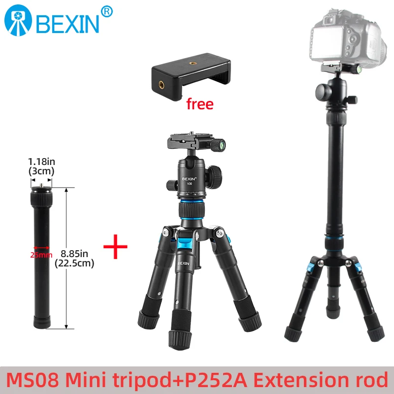 BEXIN Mini Tripod 19in Universal Photography Flexible Phone Tripod for Camera Stand for Gopro iphone Aluminum Travel Tripode Par