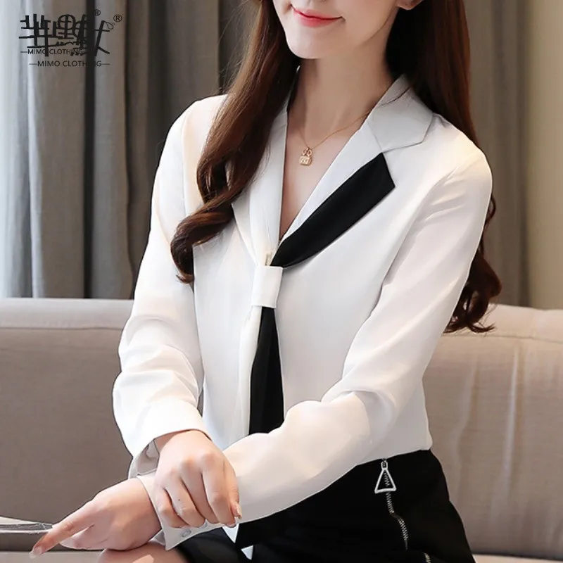 

Шикарная корейская женская блузка с длинным рукавом, прямого кроя, на пуговицах, с цветными вставками, модная офисная одежда