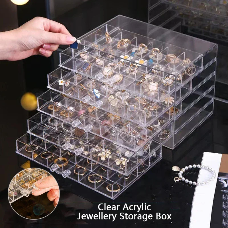 72/120 Lattice Earring Organizer Compartmentalized Large Capacity Multi-Layer Diamond Box Delicate Earring Jewelry Box