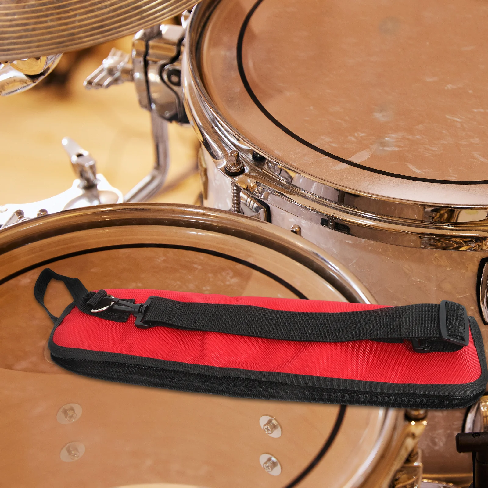 

Drumstick Bag Capacity Portable Accessory Storage Red Drummer Bag Case Durable Drummer Sling Floor Tom Hook Design
