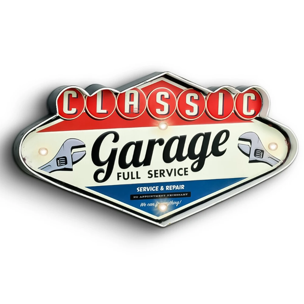 

Vintage Classic Garage Tin Signs, Handmade Light Up Metal Sign, for Cafe, Bar, Kitchen, Living Room Wall Decor 26 x 49.5 cm