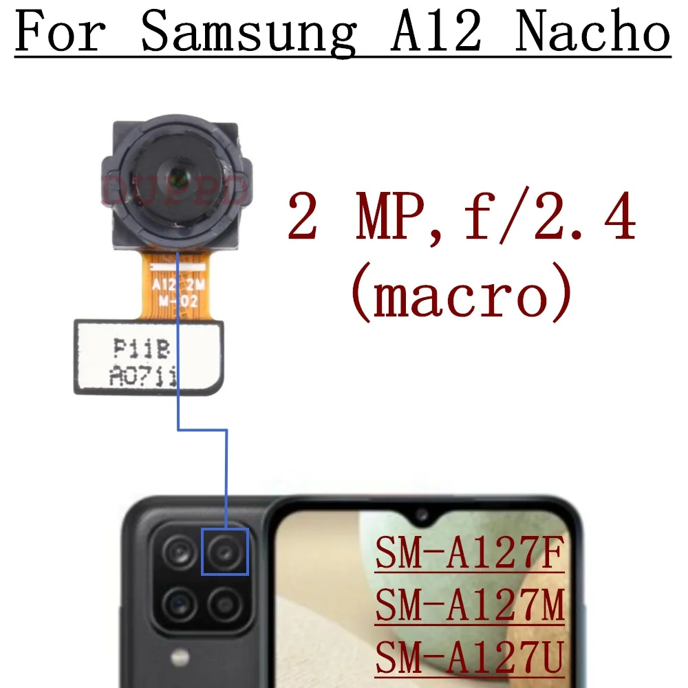 Front Rear Camera For Samsung Galaxy A12 Nacho A127 A127F A127U Back Wide Macro Depth Main Camera Module Flex Cable