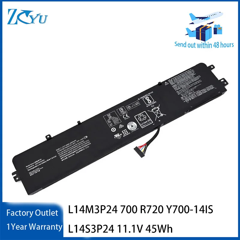 L14M3P24 Laptop-Akku für Lenovo Ideapad Xiaoxin 700 R720 Y700-14IS L14S3P24 usw. 11,1 V 45 Wh