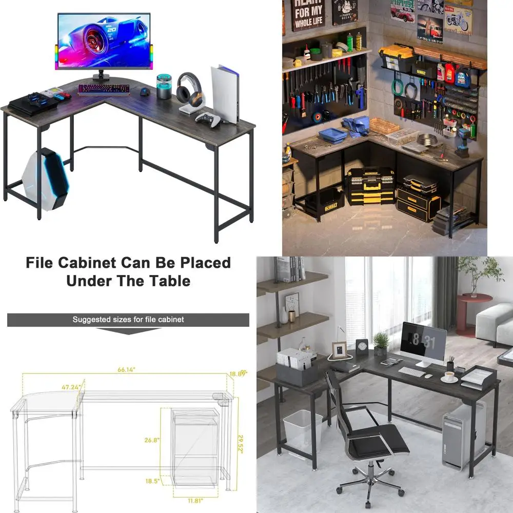 

L-Shaped 66 Gaming Desk for Computer, Home Office, Study, and Small Spaces - Easy Assembly