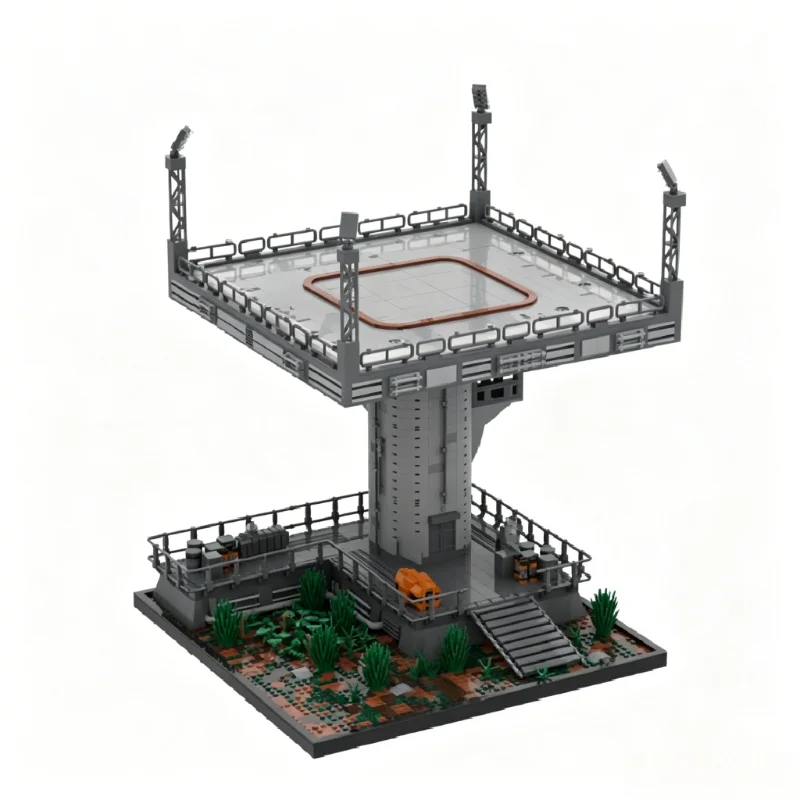 2954Parts Forest Planet Two-Tier Spacecraft Landing Platform Scene Custom Building Blocks Model Toy Gift For Building Hobbyists